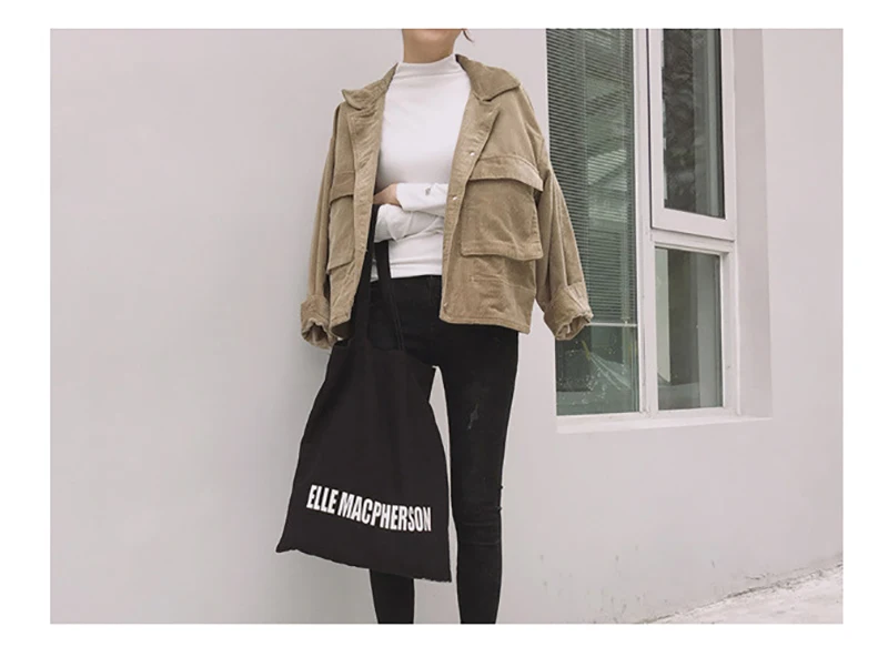 Scsech Women Jacket Corduroy Retro Double Pocket Wind Loose Baseball Short Jacket Coats Spring And Autumn Casual Jacket D8A129 (11)