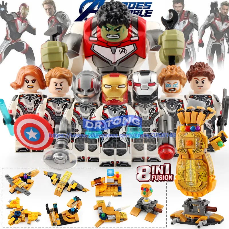 

80pcs 8 in 1Thanos Gauntlet Hulk Thor Iron Man antman Captain Marvel super heroes Building Blocks Brick Children Toys SY1320