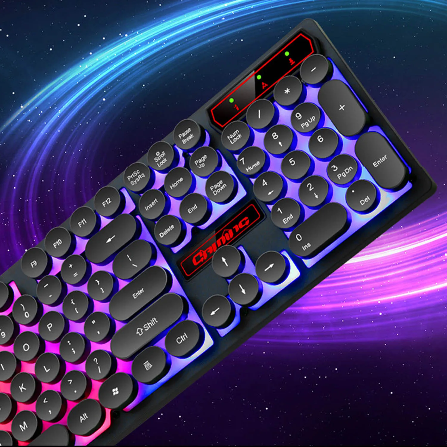  Elisona 104 KeysRetro Typewriter Style Anti-Ghosting USB Wired Backlit Gaming Keyboard Gamer Keypad