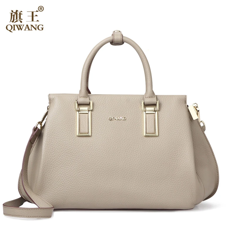 

Qiwang Gray Genuine Leather Bag Elegant Birth Stylish Women Bag Designer Handbags Cross Body Tote Bag on Sales