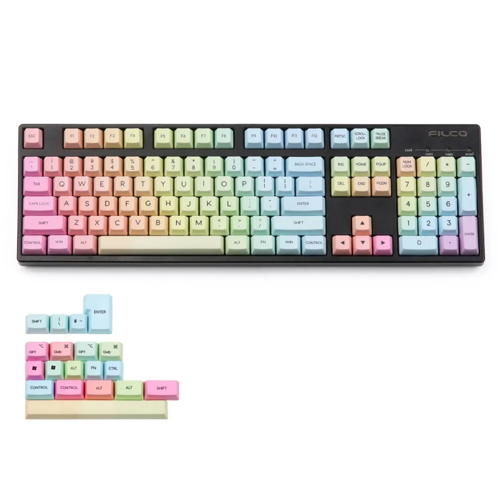 Радуга keycap123 клавиши pbt oem mx механическая клавиатура keycaps краситель MAC ключ включен
