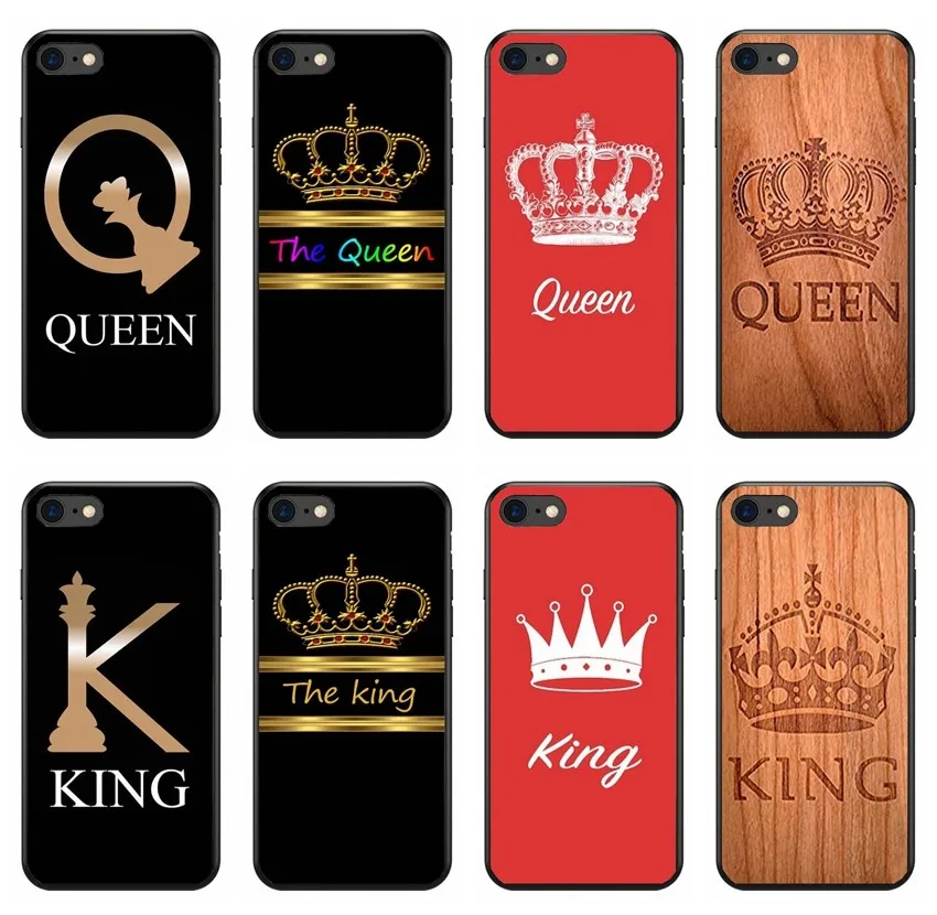 Чехол для телефона iPhone 8 7 6 6S Plus X XS MAX XR 10 5S SE чехол милый с надписью KING QUEEN мягкий из