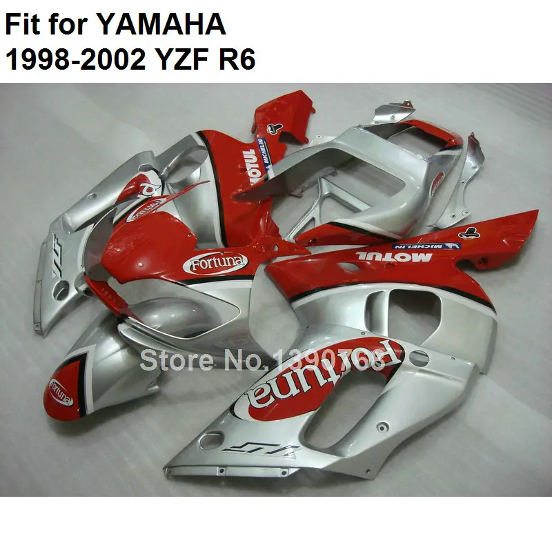 

Bodywork kit for Yamaha fairings YZF R6 98 99 00 01 02 silver red fairing set YZFR6 1998 1999 2000 2001 2002 LV83