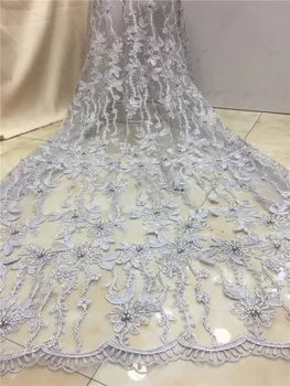 

Free shipping (5yards/pc) embroidered lilac color African French net lace fabric with beads and sequins for party dress yellow(4