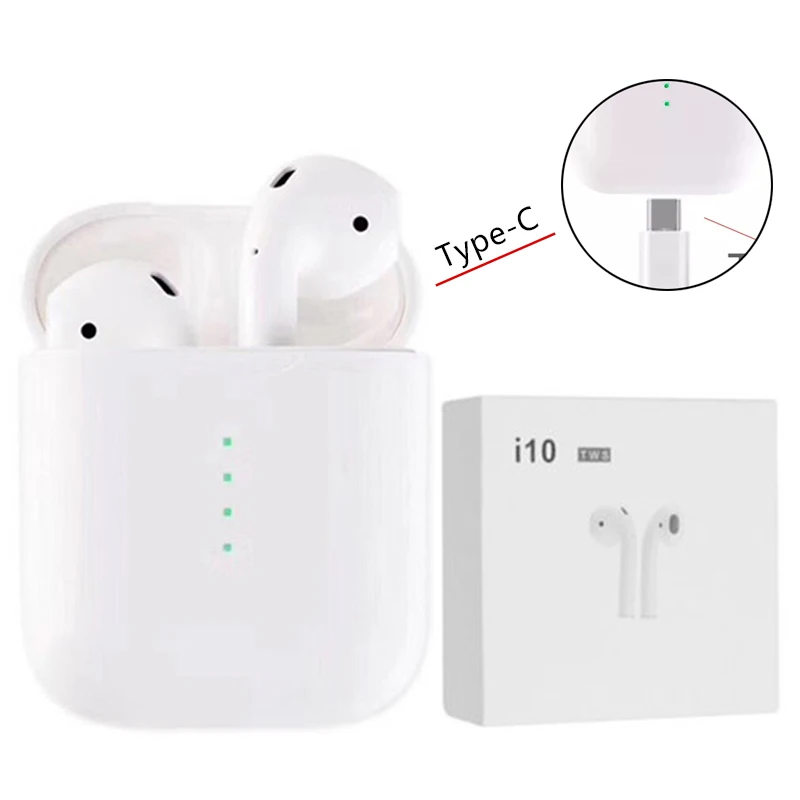 

10PCS Free ePacket i10 TWS Earphone Mini Touch With Charging Box Wireless Earbuds For Bluetooth Android IOS Phone