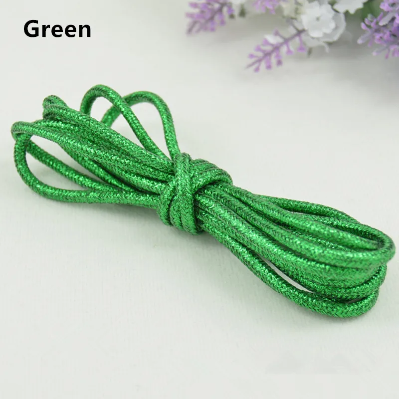 Green Блестящие золотые и серебряные яркие круглые шнурки 15 цветов 113 см кроссовки спортивная обувь шнурки - Цвет: Green
