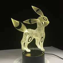 Umbreon 3D акриловый Покемон ночник USB спящий свет 3AA батарея 7 цветов пеленальный столик лампа Спальня Декор Детский подарок Прямая поставка