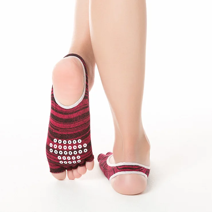 Женские носки для йоги с открытой спиной, хлопковые носки для йоги, носки с пятью пальцами - Цвет: Red