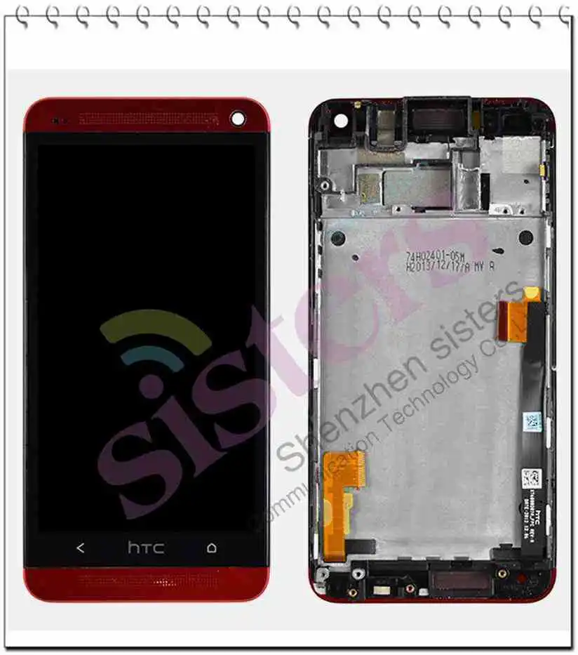 HTC0010  White Black Red Front Housing LCD Touch Digitizer Screen + Frame Faceplate Assembly For HTC One M7 (8)