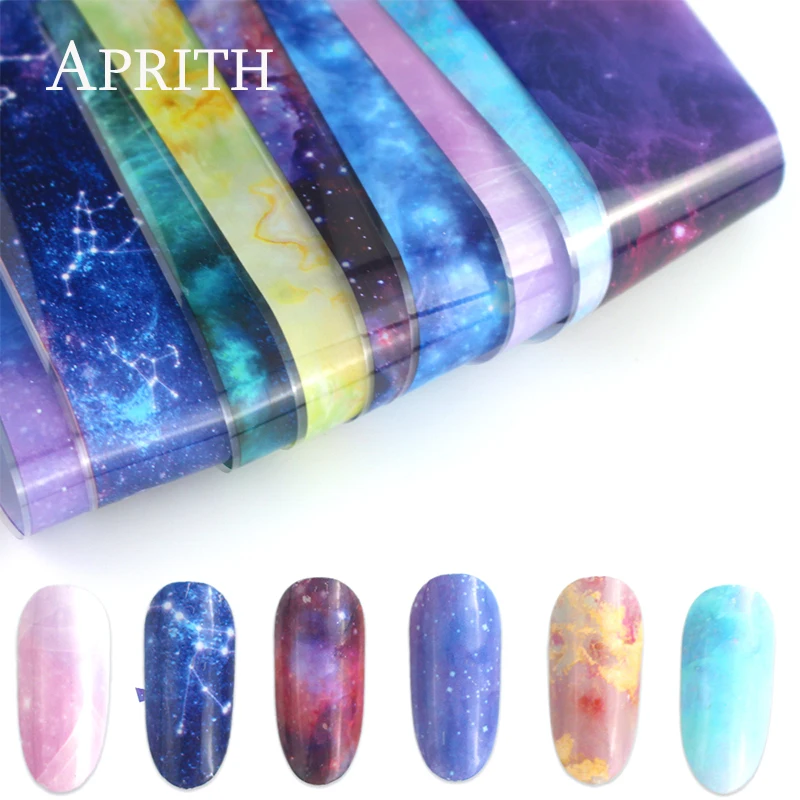 

10pc Starry Sky Nail Foil Transfer Set Marble Stickers Design Holographic Nail Designs Tools Decal for Nail Art Decal Gel Slider