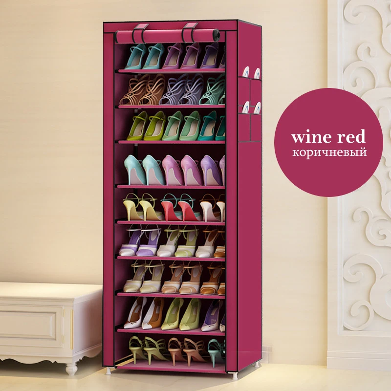 Multi-purpose Oxford Cloth Dustproof Waterproof Shoes Cabinet Shoes Racks 10 Layers 9 Grids Shoe Organizer Shelf Shoes Furniture