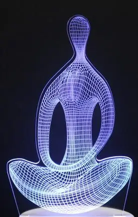 3D светодиодный ночник Сова лошадь 7 цветов Изменение голограмма атмосфера Новинка Настольная лампа для украшения дома визуальная Иллюзия подарок - Испускаемый цвет: meditation