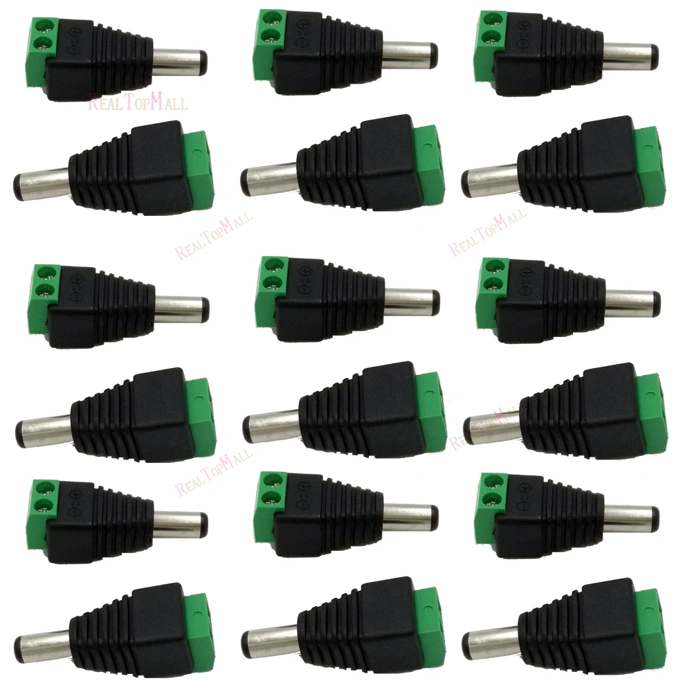 

100Pcs/lot 2.1mm DC Connector CCTV Male Plug Adapter Cable UTP Camera Video Balun Connector