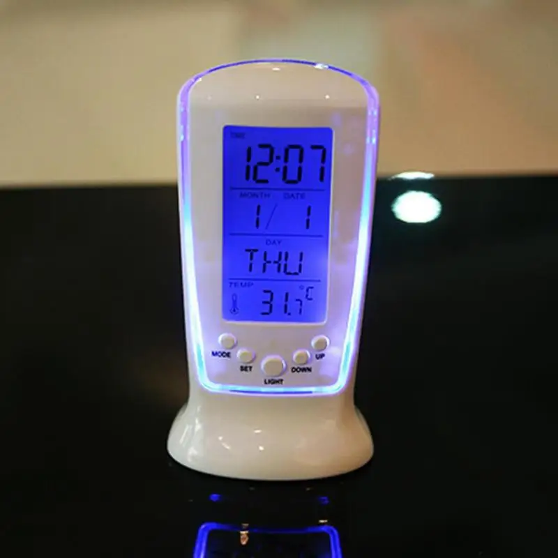 Светодиодный цифровой ЖК-будильник календарь термометр с голубой подсветкой Настольные часы reloj Despertador электронные настольные часы