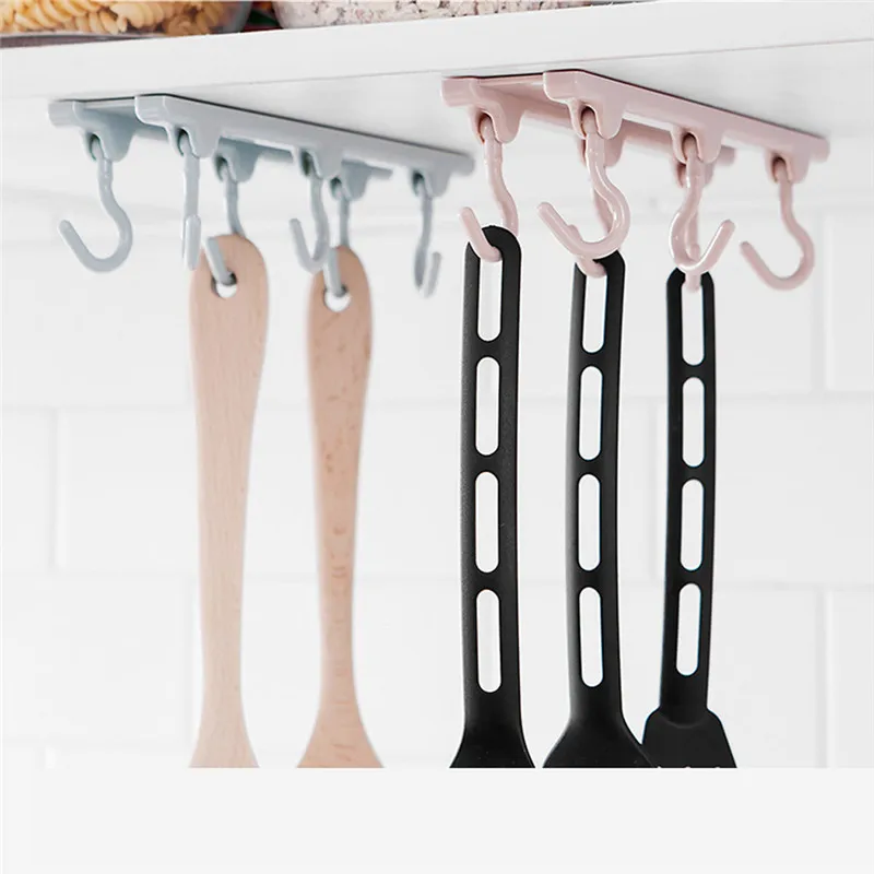 Multifunctional ABS Kitchen Storage Rack Cupboard Hanging Hooks Cup Cooker Storage Holder Dish