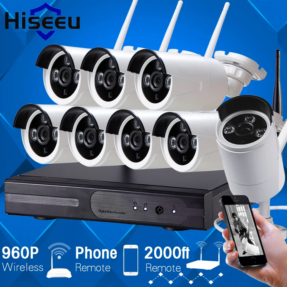 CCTV System 960P 8ch HD Wireless NVR kit Outdoor IR Night Vision IP Camera wifi Camera kit Home Security System Surveillance