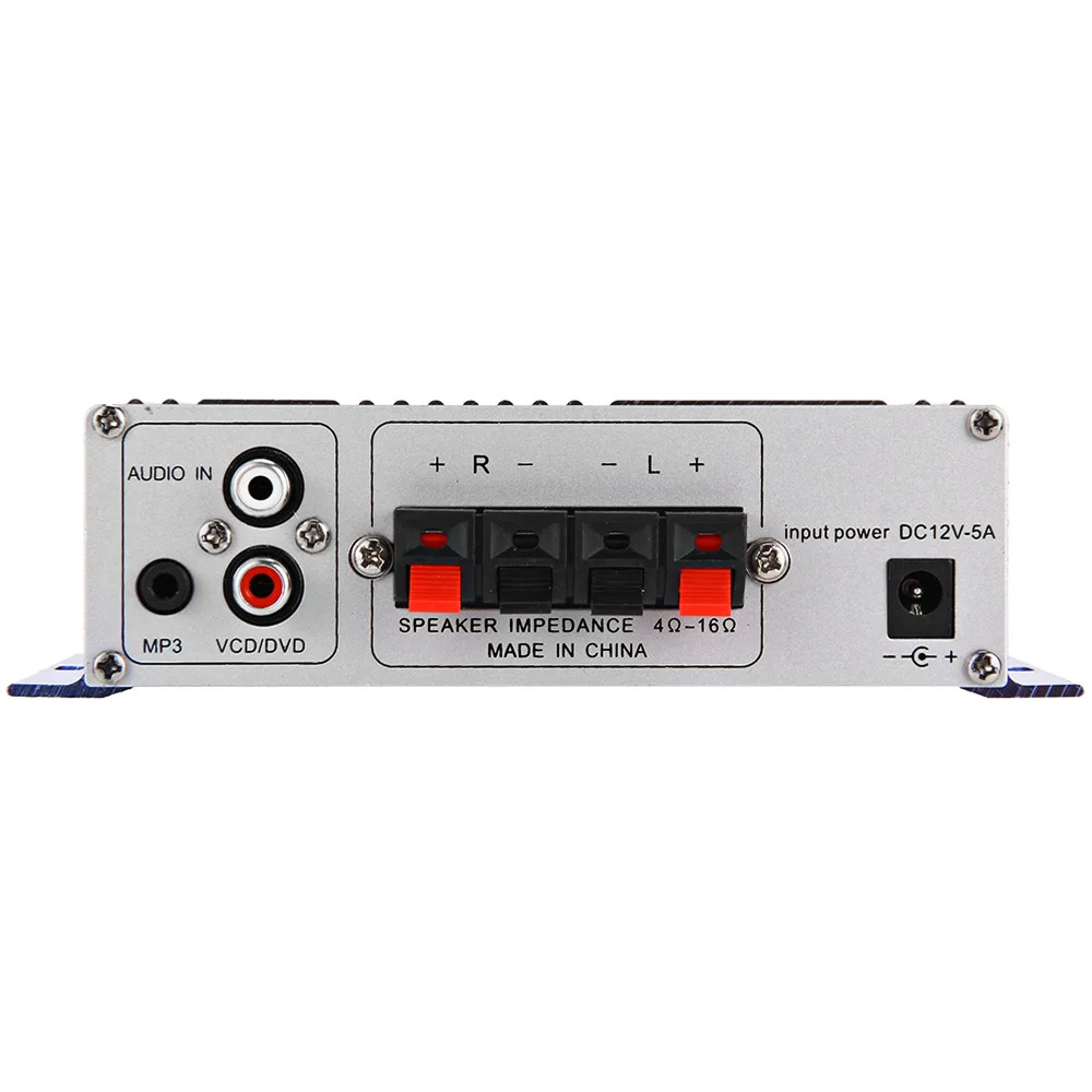 HY 2002 Hi Fi стерео аудио усилитель 12 В Мини авто 2 канальный Поддержка CD DVD MP3 Вход для