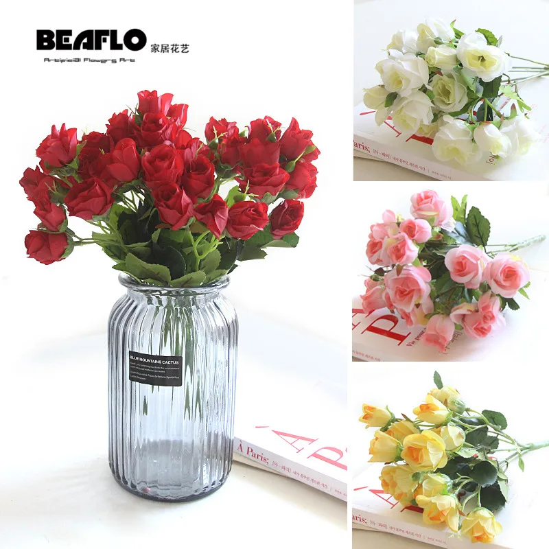 

1 Bunch Artificial rose flowers silk flower Bride Bouquets Fake roses for wedding Home Garden decoration