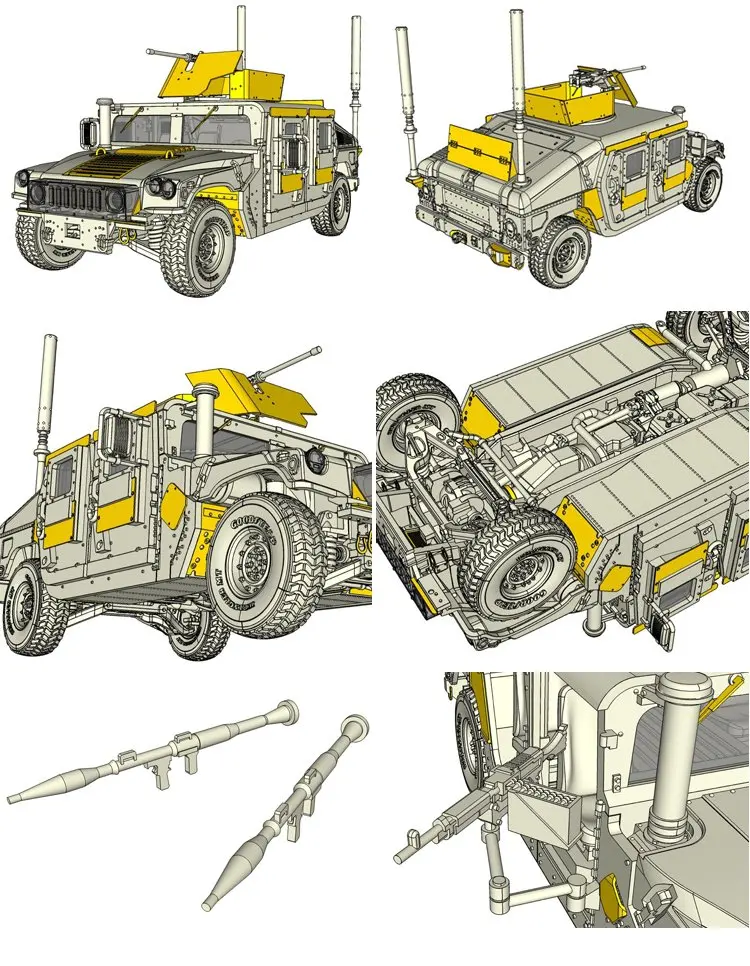 T-MODEL TM-7203 1/72 U.S. M1114 Up-armored HMMWV FRAG 5 w/GPK револьверная модель комплект