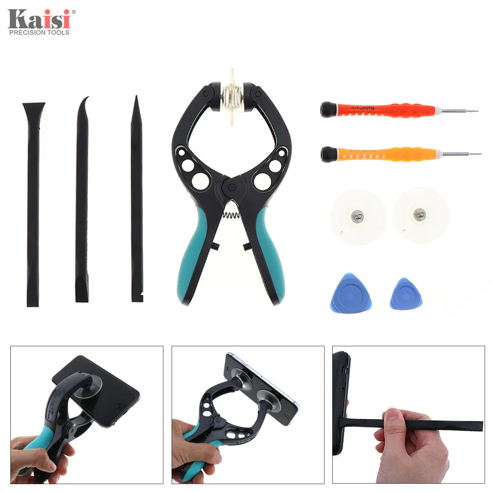 

Kaisi 10 In 1 Mobile Phone LCD Screen Opening Pliers Panel Suction Cup Clamp Disassembly Repair Tool Kit for Mobile Phone