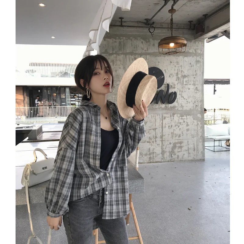 

Mishow 2019 Tops Plaid Shirts Casual Blouses Women Tartan Shirt Long Sleeve Baggy Check Blouse MX19A4539