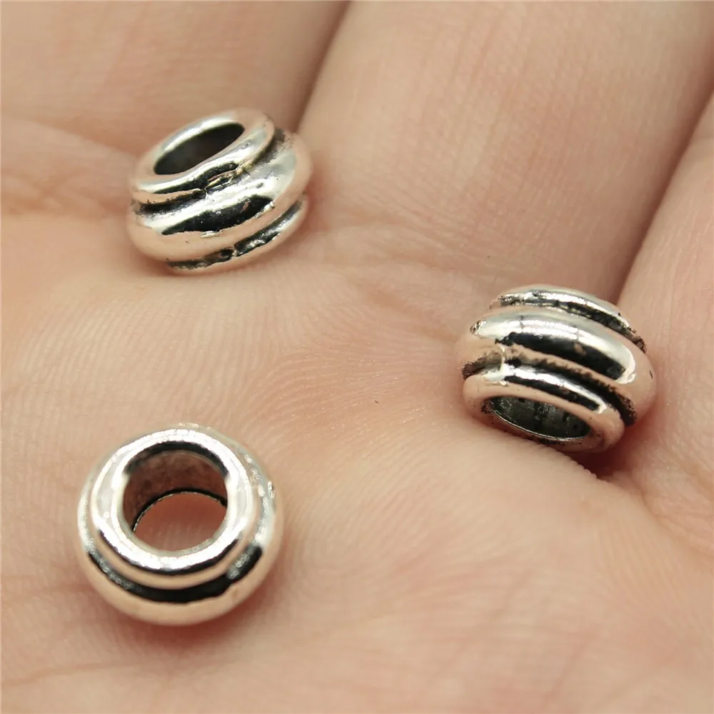 

WYSIWYG 15pcs 9x9x5mm Charm European Spacer Beads Spacer Beads For Jewelry Making Bracelet Antique Silver Big Hole Spacer Beads