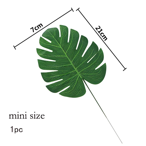 Искусственные листья тропические Пальмовые Листья DIY Летний лес тема джунгли вечерние принадлежности стол семейный сад Свадебная вечеринка украшения - Цвет: mini size
