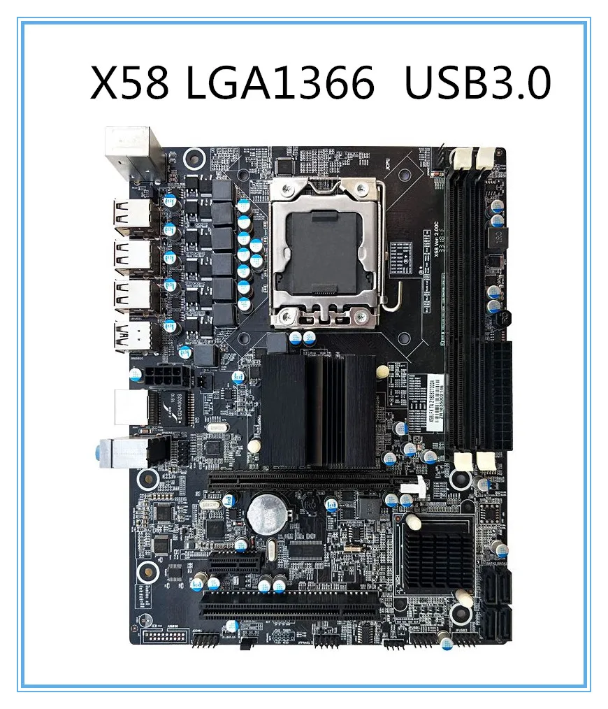 Новая X58 настольная материнская плата LGA 1366 DDR3 USB3.0 16 Гб Поддержка ecc ram для четырехконтактного ЦП 8PIN-игла сердечника