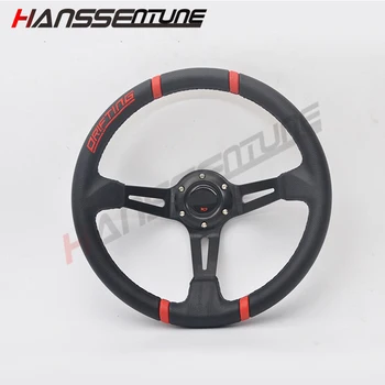 

350MM 14inch NEW PVC Steering wheel Racing Leather Steering wheel Universal with red line black color