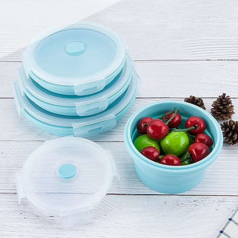 

Creative Foldable Bento Box Microwave Lunch Box Food Grade Silicone Container Refrigerator Food Storage Containers Set