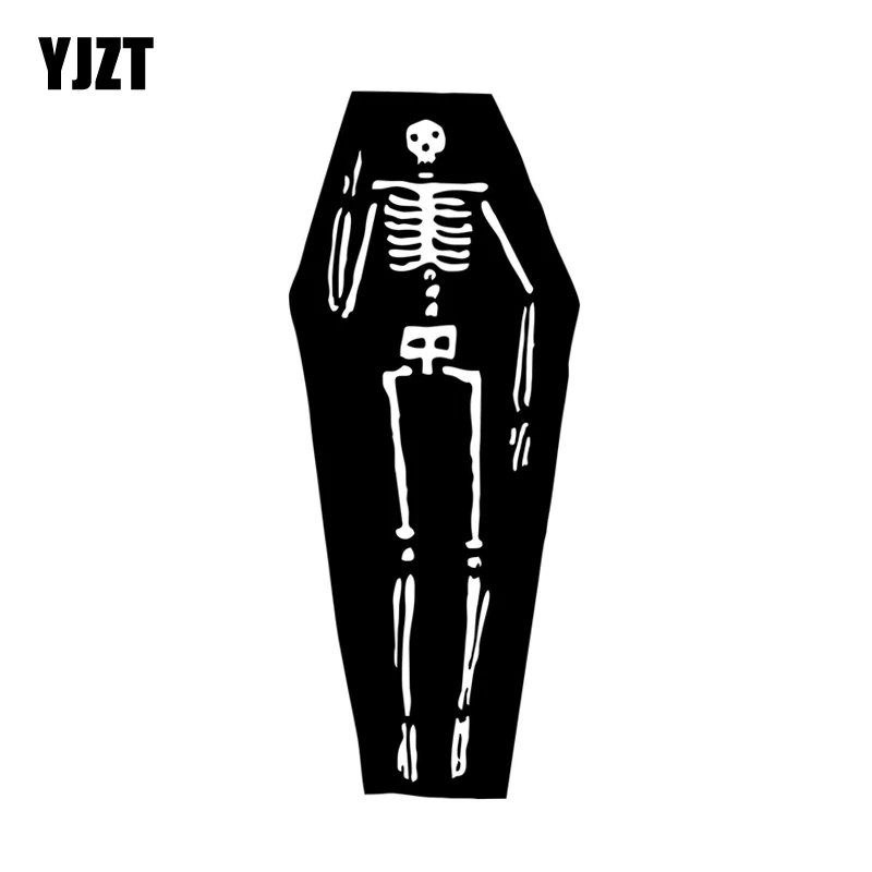 

YJZT 5.9*14.3CM Halloween Spooky Horror Coffin Skeleton Decor Car Stickers Accessories Vinyl Silhouette C12-1025