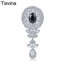 Tisvina большие броши для женщин Свадебное Украшение юбка форма капли воды брошь-подвеска Большой Кристалл Циркон одежда аксессуары