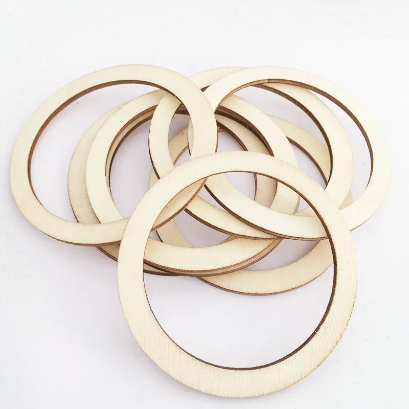55mm Penta Angel Wooden Rings 10Pcs 55mm Natural Unfinished Solid Wood Teething Rings Smooth Wood Circles for DIY Craft Pendant Connectors Jewelry Making 