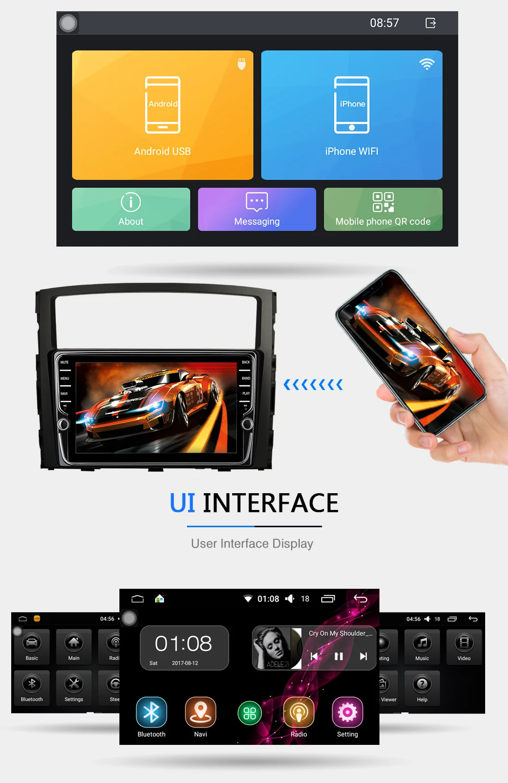 Excellent Funrover 2 din Android 8.0 car dvd multimedia Player For Mitsubishi Pajero V97 V93 2006-2015 car radio gps navigation IPS EQ RDS 13