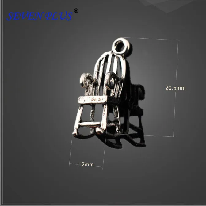 High Quality 20 Pieces/Lot 12mm*20.5mm Antique Silver Plated Life Charm Small Chair Charms