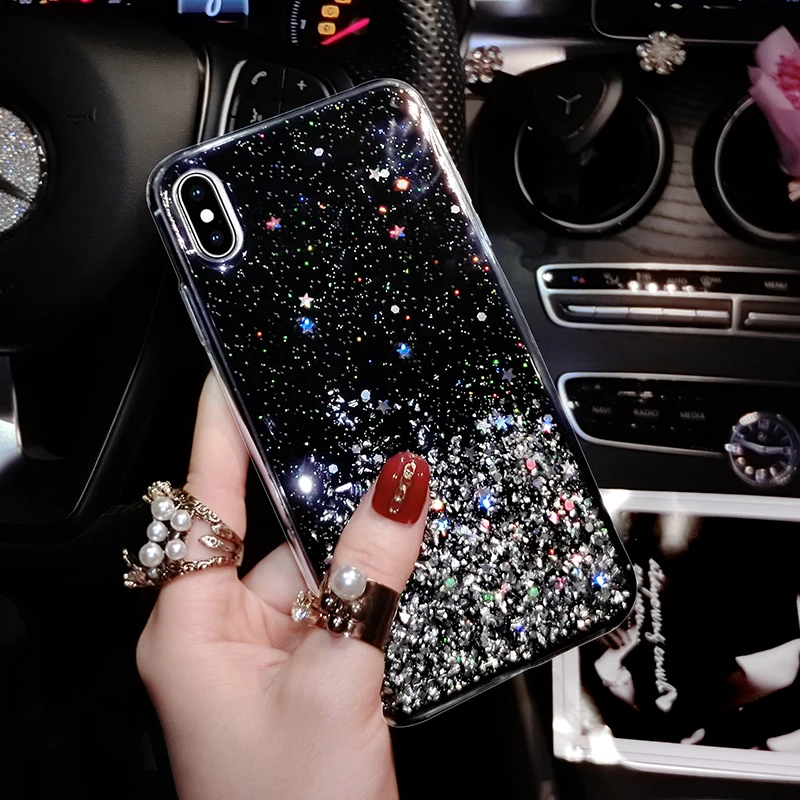 

Glitter Cases For Huawei P20 lite Mate 20 P30 Pro P Smart Plus Bling Star Transparent TPU Case Honor 10 lite V20 Nova 3i 4 Cover
