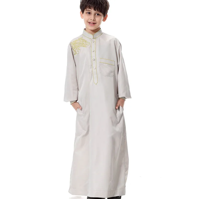 2017 New Boy Gift Islamic Thobe Arabic Clothing for Men Jubba Robe Male Ropa Islamica Hombre Children Muslim Men Clothing M-3XL