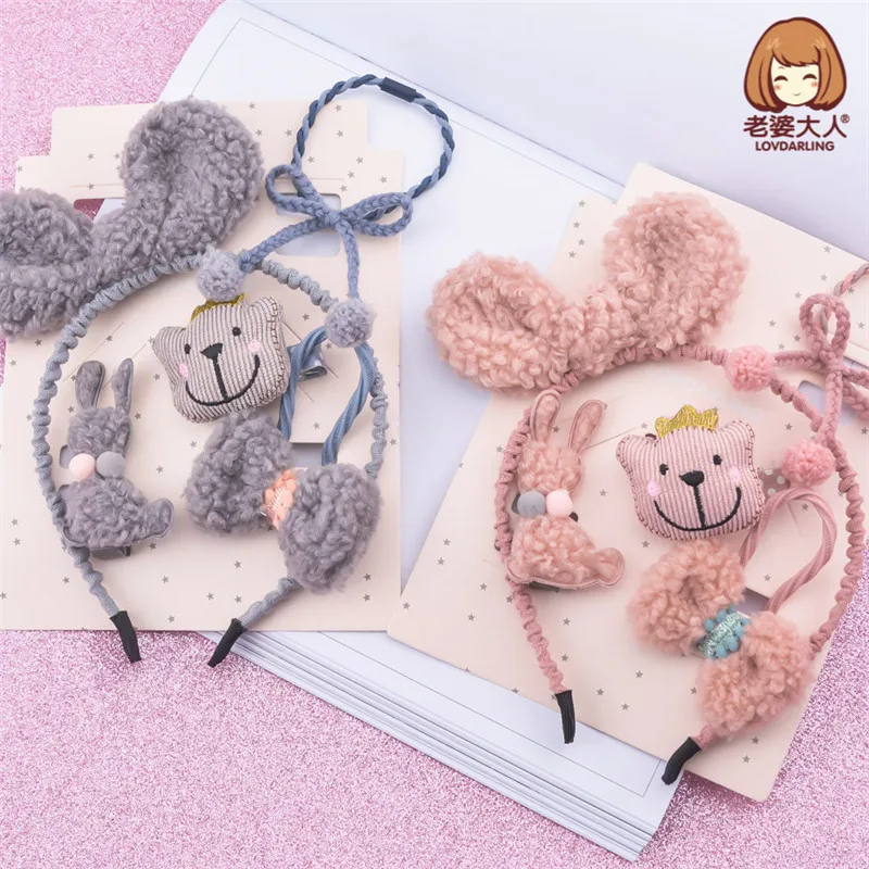 

Hairband Bow Hair Accessories Lovely Baby for Children Girls 1Set Equal Hairpins Gum Hair Clip Headwear Headband
