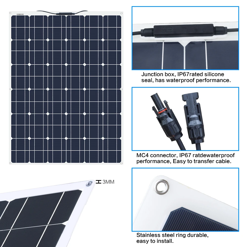BOGUANG 18 в 140 Вт солнечная панель с 20А Panneau solaire гибкий zonnepaneel для крыши яхты 12 В батарея питания наружное зарядное устройство