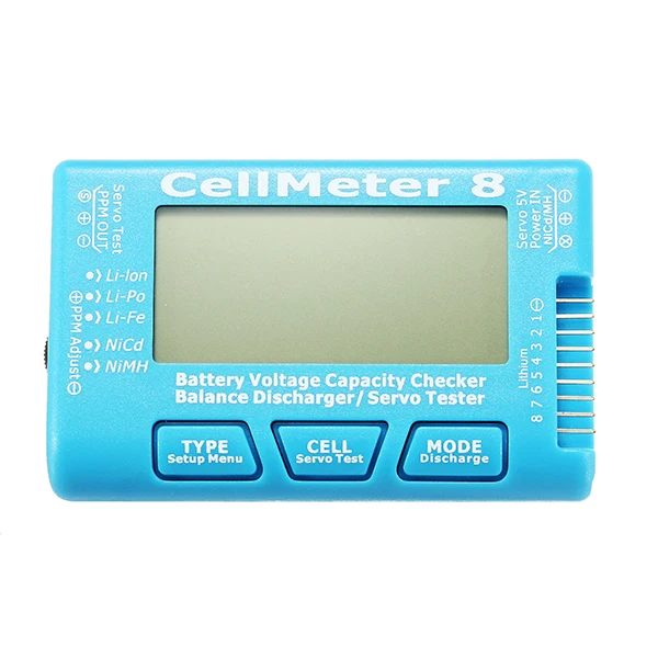 CellMeter 8 8S ЖК-цифровой аккумулятор напряжение емкость баланс сервопривод Checke r тестер с 3 лампами модуль сброса