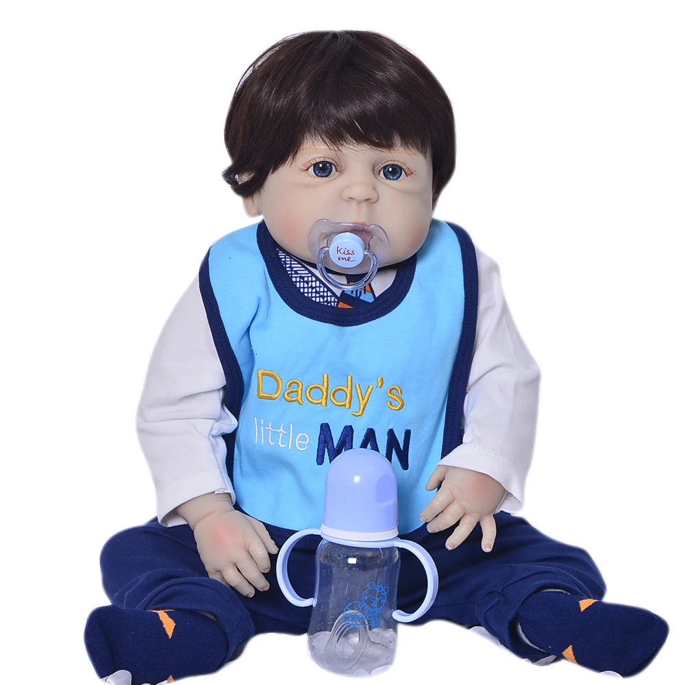 

New Design Reborn Babies Boy Realistic 23'' Full Silicone Vinyl Newborn Dolls Lifelike Reborn Bonecas Doll For Child XMAS Gifts