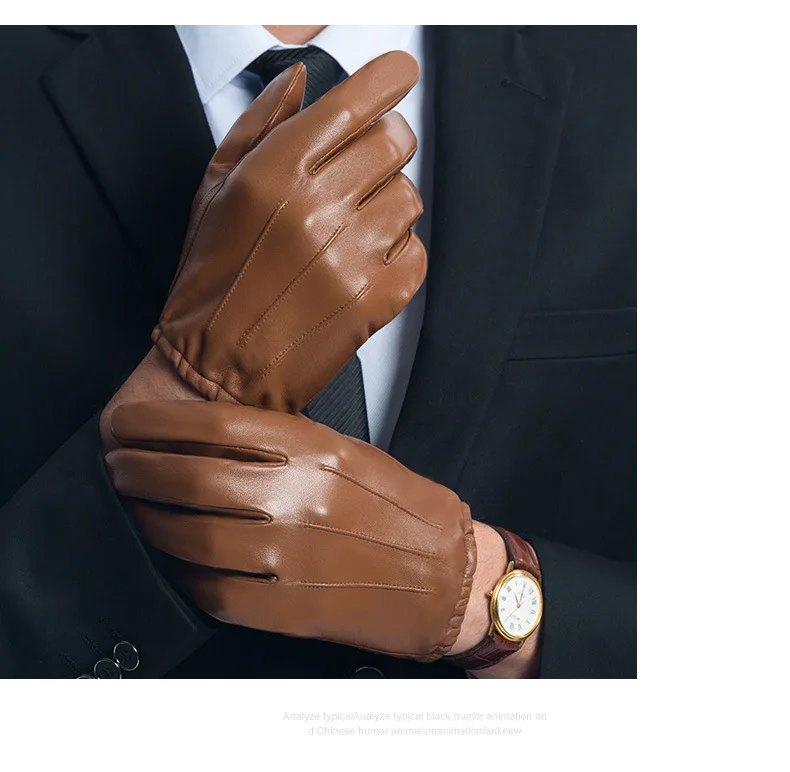 Genuine Leather Gloves Male Sheepskin Gloves Thin Short Style Spring Autumn Touch Screen Driving Man's Mittens MLZ101