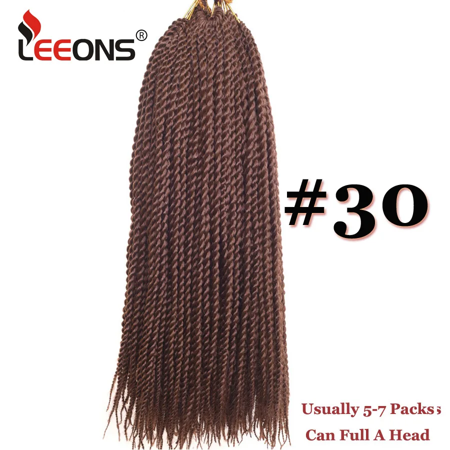 Leeons, маленькие Сенегальские закрученные косички, 18 Дюймов, 30 корней, синтетические вязанные волосы для наращивания, Омбре, косички, 15 цветов - Цвет: #30