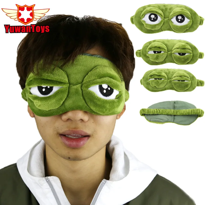 

Soft Plush Funny Creative Pepe the Frog Sad Frog Shape Goggles 3D Eye Mask Cover Cartoon Plush Sleeping Mask Cute Anime Gift