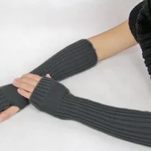 Корейские трендовые толстые длинные вязанные перчатки-митенки теплые 24 пар/лот смешанных цветов#3896