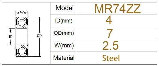Abec 4 шт. высокое качество ABEC MR74ZZ MR74Z MR74 ZZ L-740ZZ 4x7x2,5 мм 4*7*2,5 мм металлический щит миниатюрные радиальные шарикоподшипники