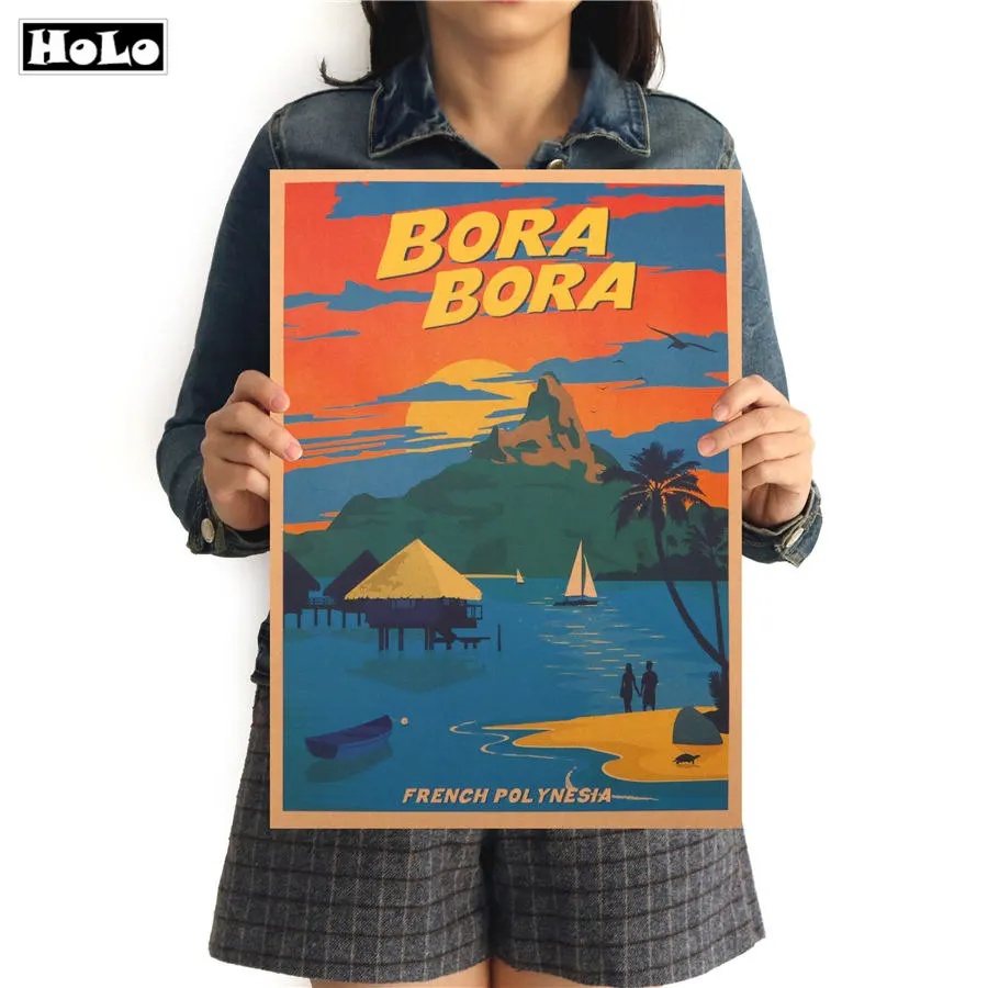 Винтажный постер BORA Travel City в стиле ретро настенные украшения для дома бара кафе