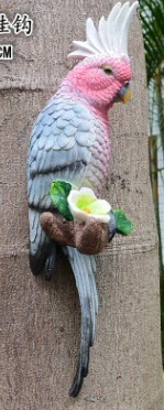 38 см садовые полимерные попугай настенные подвесные украшения животные, статуэтки ремесла дома искусственные попугаи скульптура дерево декор - Цвет: D