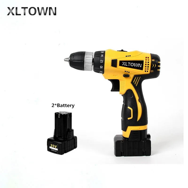 

XLTOWN new 25V Electric Drill 2000mA Large Capacity Lithium Battery Electric Screwdriver Multi-Motion Electric Drill power tools