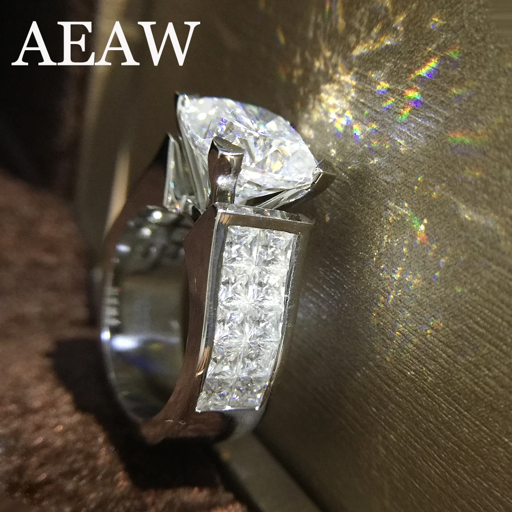 1,5 карат ct 7 мм обручальное кольцо из муассанита с бриллиантами, двойное кольцо из настоящего белого золота 14 к 585 пробы